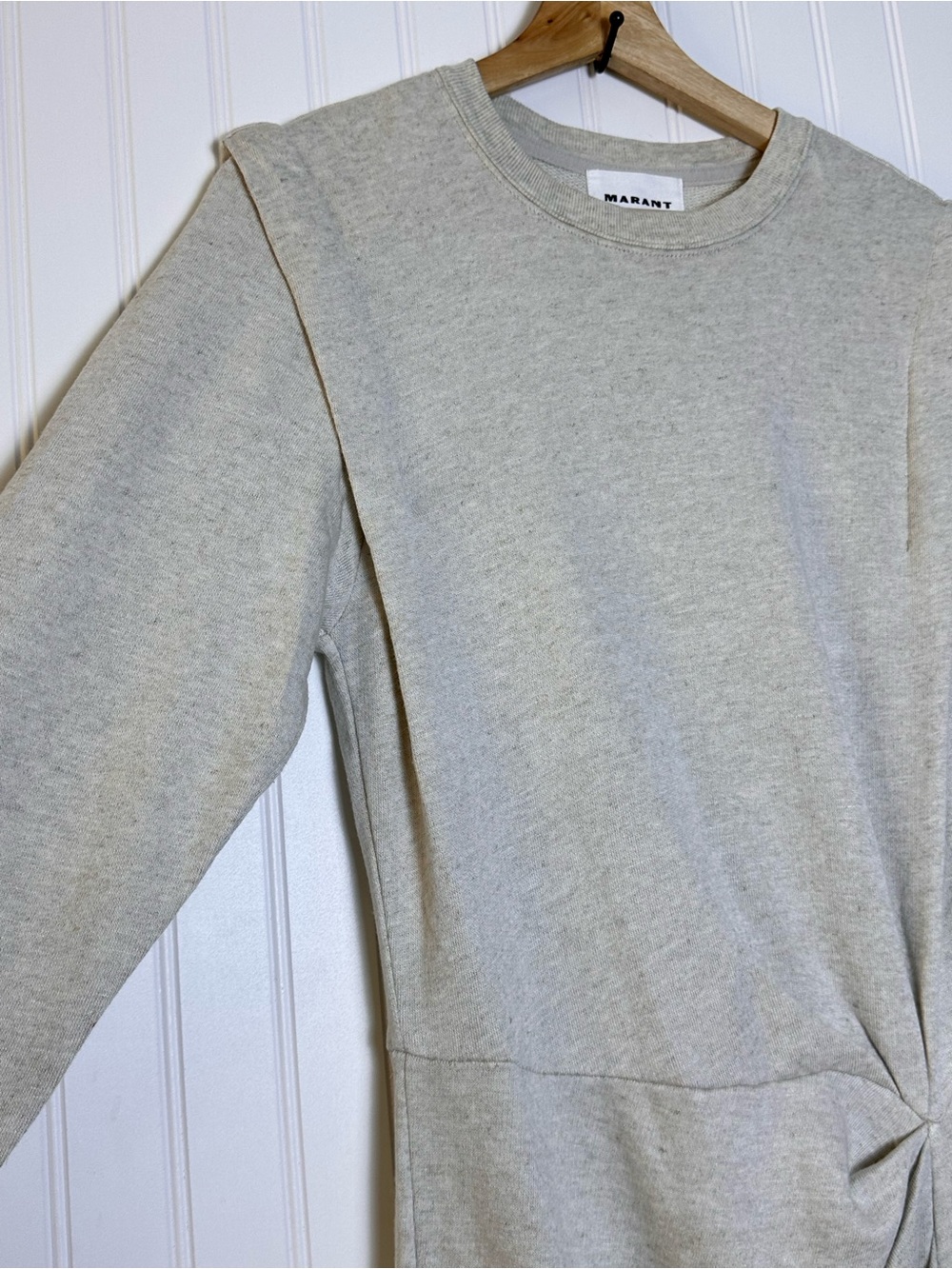 Isabel Marant Etoile Beige Mafalda Midi Dress  size 34 Crew Neck Long Sleeves - Picture 9 of 16
